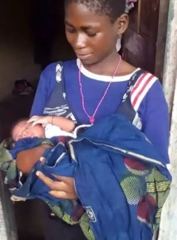 (Photo) 12 year old Nigerian homeless girl gives birth to baby